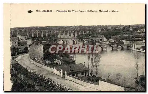 Ansichtskarte AK Limoges Panorama des Trois Ponts St Martial National et viaduc