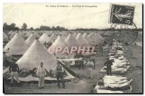 REPRO Camp de Chalons Un Coin de Campement Militaria