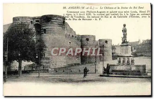 Cartes postales Angers Le Chateau et la Statue du Roi Rene