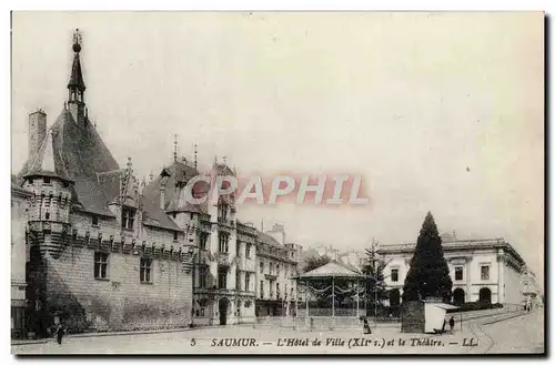 Cartes postales Saumur L&#39Hotel de Ville et le theatre