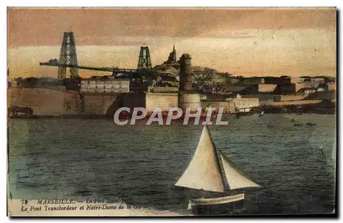 Ansichtskarte AK Marseille Le fort St Jean Le pont transbordeur et Notre Dame de la Garde Bateau