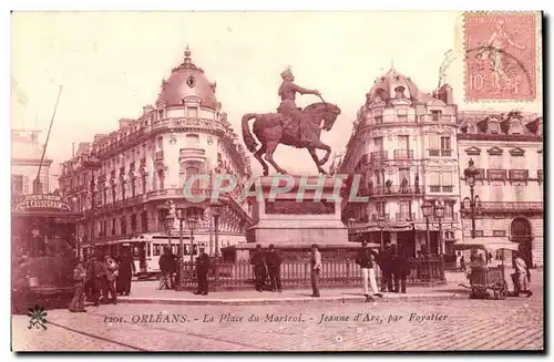 Ansichtskarte AK Orleans La Place du Martroi Jeanne D&#39Arc Tramway