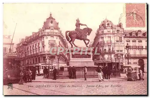 Cartes postales Orleans La Place du Martroi Jeanne D&#39Arc Tramway