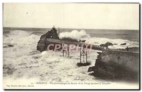 Cartes postales Biarritz Vue Panoramique du Rocher de la Vierge Pendant la Tempete