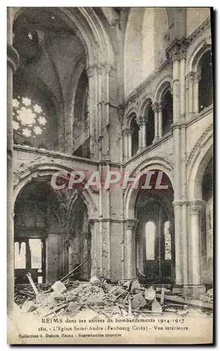 Cartes postales Reims Dans Ses Annees de Bombardements Eglise Saint Andre Vue interieure