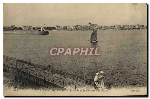 Cartes postales Les Sables D'Olonne Estacade de la Chaume et la Plage