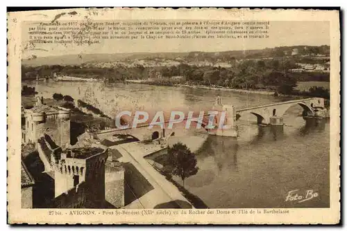 Cartes postales Avignon Pont St Benezet vu du rocher des Doms et l&#39ile de la Barthelasse