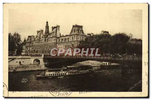 Ansichtskarte AK Paris Hotel de ville et la Seine Bateau Peniche