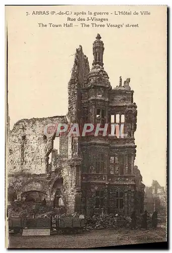 Cartes postales Arras Apres La Guerre L&#39Hotel De Ville rue des 3 visages