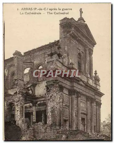 Cartes postales Arras Apres La Guerre La Cathedrale Militaria