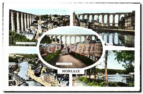 MODERN CARD Morlaix Viaduct Church St Melaine Port Basin�