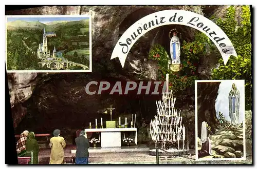 Cartes postales moderne Souvenir De Lourdes La grotte L&#39apparition La basilique