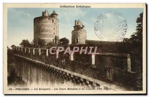 Ansichtskarte AK Collection Artistique Fougeres Les Remparts Les Tours Melusine Et Du Gobelin