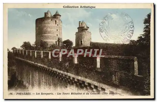 Cartes postales Collection Artistique Fougeres Les Remparts Les Tours Melusine Et Du Gobelin