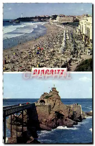 Cartes postales moderne Biarritz La plage Le rocher de la vierge