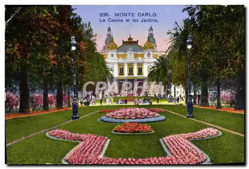 Cartes postales Monte Carlo Le Casino Et Les Jardins