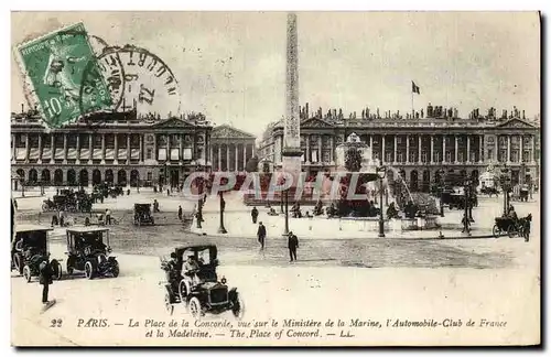 Ansichtskarte AK Paris La Place De La Concorde Vue Sur Le Ministere De La Marine