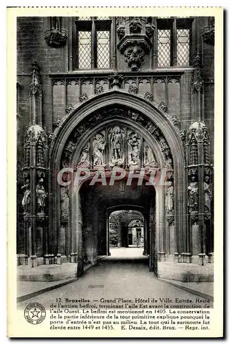 Ansichtskarte AK Bruxelles Grand Place Hotel De Ville Entree Reste De l&#39ancien beffroi