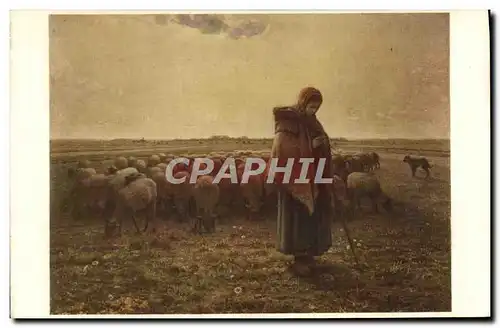 Cartes postales La Bergere Millet Moutons