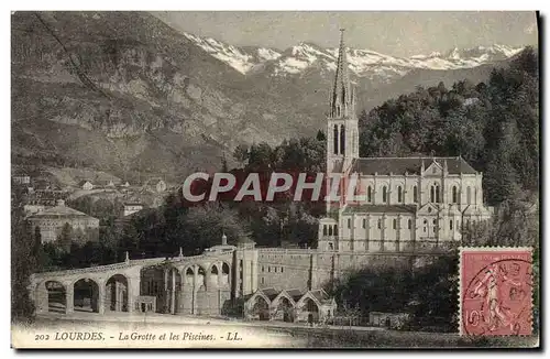 Ansichtskarte AK Lourdes La Grotte et les Piscines