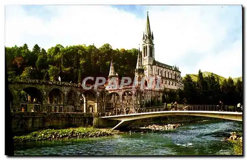 Moderne Karte Lourdes Le Basilique et le Gave