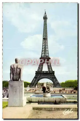 Moderne Karte Paris La Tour Eiffel Vue Des Jardins du palais de Chaillot