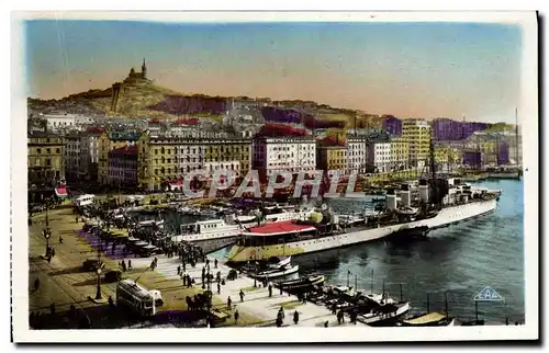 Cartes postales moderne Marseille Quai des Belges et Notre Dame de la Garde Bateau