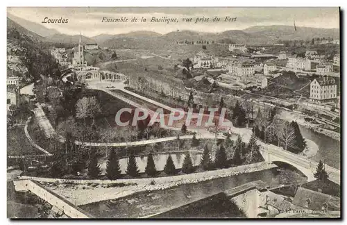 Cartes postales Lourdes Ensemble de la Basilique Vue Prise du Fort