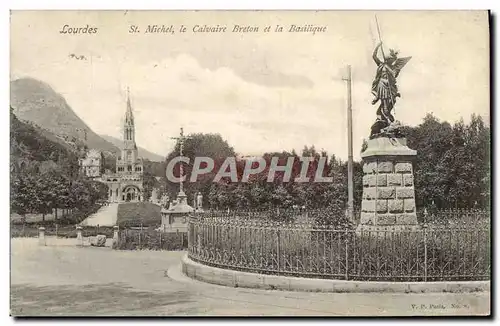 Cartes postales Lourdes St Michel le Calvaire Breton et la Basilique