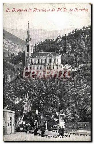 Cartes postales Lourdes La Grotte et la Basilique de Notre Dame