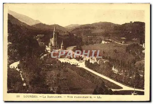 Cartes postales Lourdes La Basilique Vue Plongeante