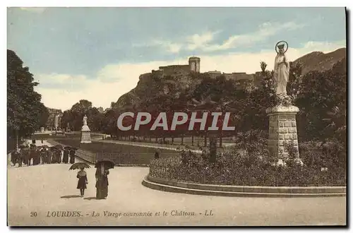 Cartes postales Lourdes La Vierge Couronnee et le Chateau