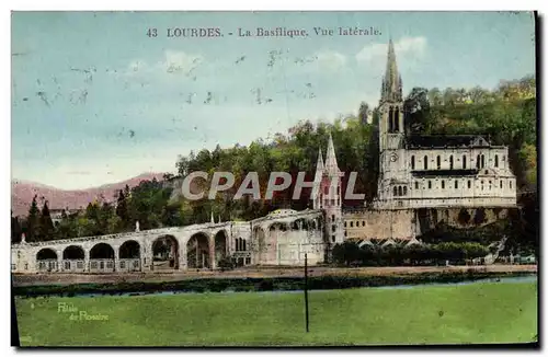 Cartes postales Lourdes La Basilique Vue laterale