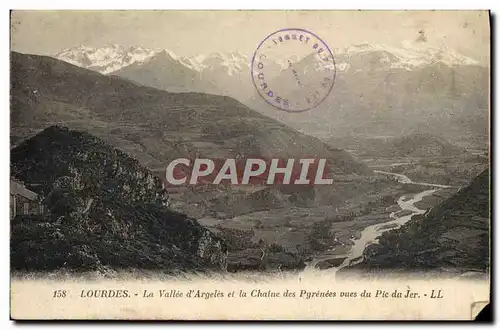 Cartes postales Lourdes La Vallee D&#39Argeles et la Chaine des Pyrenees Vues du Pic du Jer