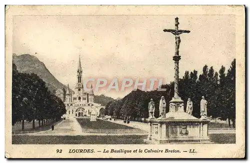 Cartes postales Lourdes La Basilique et le Calvaire Breton