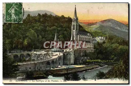 Ansichtskarte AK Lourdes La Basilique et les Piscines