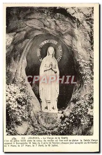 Cartes postales Lourdes La Vierge de la Grotte