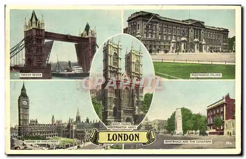 Cartes postales London Tower Bridge Buckingham Palace Houses of Parliament Whitehall