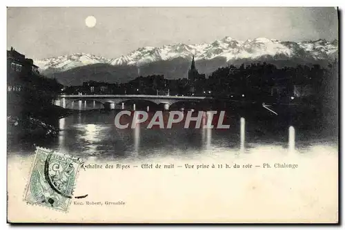 Cartes postales Chaine des Alpes Effet de nuit Vue prise a 11h de soir Grenoble