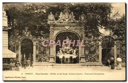 Cartes postales Nancy Place Stanislas Grilles en fer forge Fontaine d&#39Amphitrite