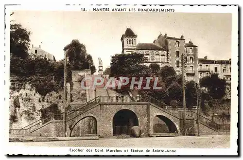 Ansichtskarte AK Escalier des Cent Morchers et Statue du Sainte Anne Nantes