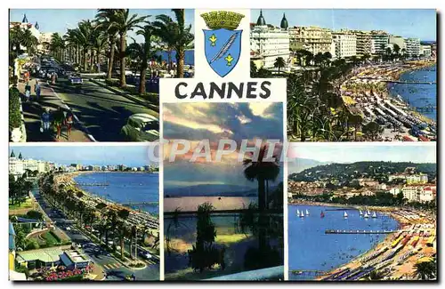 Cartes postales moderne Cannes La Croisette Les palaces de la Croisette La Croisette Coucher de soleil sur l&#39Esterel