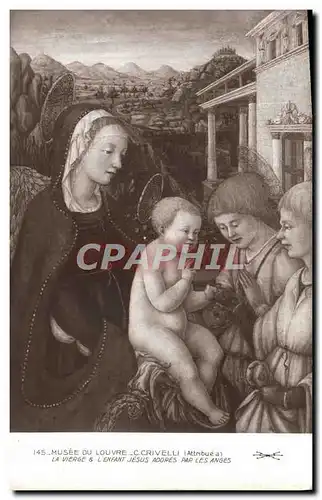 Cartes postales Musee Du Louvre Crivelli La Vierge et l&#39enfant Jesus adores par les anges