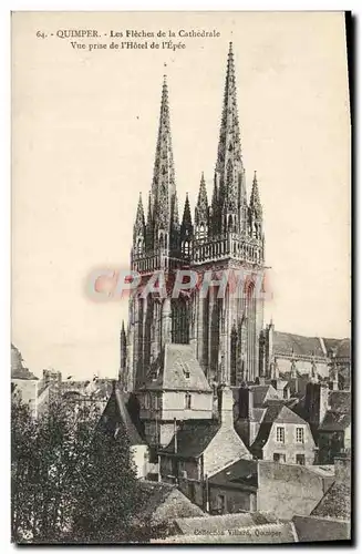 Cartes postales Quimper les Fleches de la Cathedrale Vue Prise de L'Hotel de L'Epee