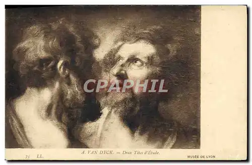 Cartes postales Van Dyck Deux Tetes D&#39Etude Musee de Lyon