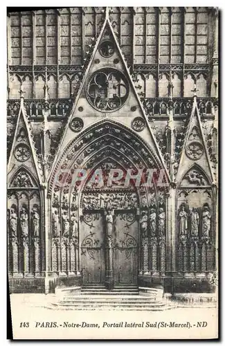 Cartes postales Paris Notre Dane Portail Lateral Sud St Marcel