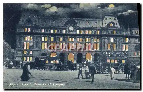 Cartes postales Paris La Nuit Gare Saint Lazare