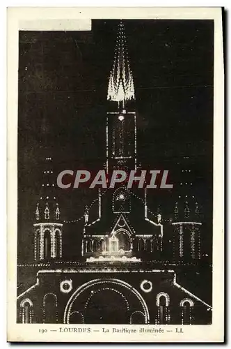 Ansichtskarte AK Lourdes La Basilique Illuminee