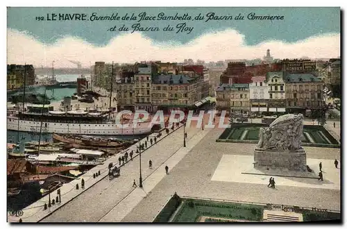 Ansichtskarte AK Le Havre Ensemble De La Place Pambetta Du Bassin Du Commerce Et du Bassin Du Roy Bateau