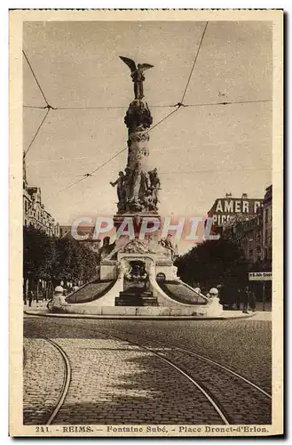 Cartes postales Reims Fontaine Sube Place Donet d'Erlon